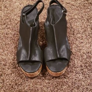 Black wedge sandals